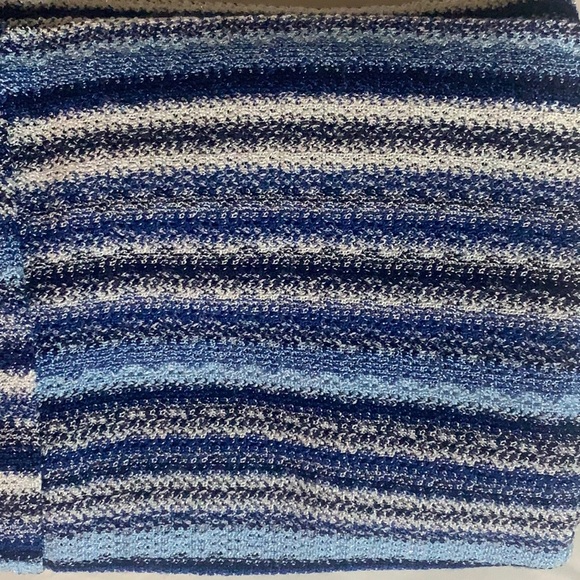 GRAN SASSO Pants STRETCH WIDE LEG STRIPE PANT Sz Small Blue White Silver Gray - Picture 4 of 17